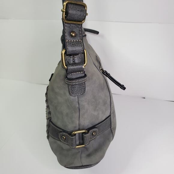 B.O.C. Born Concepts Womens Gray Buckle Shoulder Crossbody Purse 100622 - Picture 8 of 16